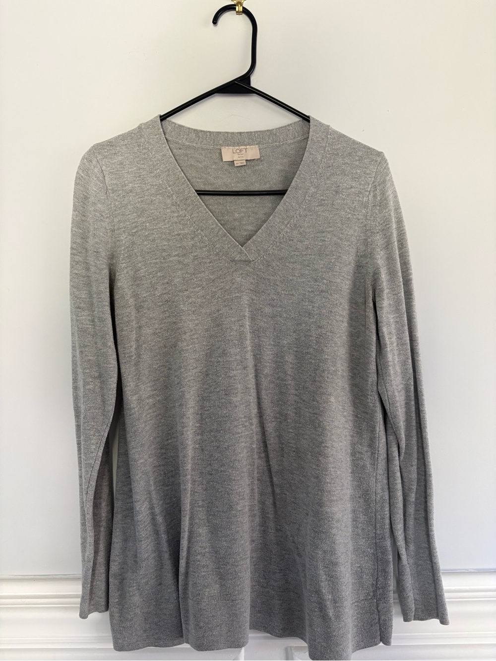 LOFT Light Gray V-Neck Sweater